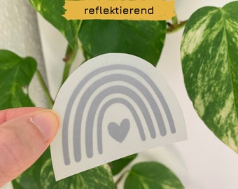 Regenbogen mit Herz - Aufbügler / Bügelbild reflektierend | DIY Hunger