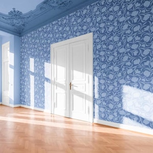 Heliodos Wall Art Stencil-Botanical Wall Stencil instead of Wallpaper-Floral Stencil for Painting Wall-Large Flowet Stencil Pattern for Wall