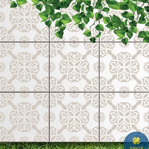 Rhea Tile Stencil - Easy and Quick Tile Update - Paint Old Tile and Save-Tile Stencils for Easy Home Decor-Use on Your Floors or Backsplash