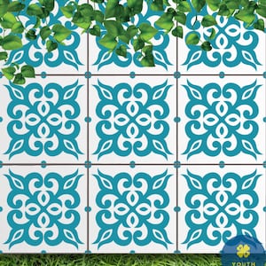 Rhoxane Tile Stencil-DIY Cement Tile for Walls and Floors-DIY Home Decor for Tile Refresh-Easy and Quick Tile Update-Paint Old Tile and Save