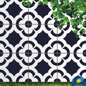 Pax Tile Stencil - Cement Tile Stencil for Painting Floors and Backsplashes-Easy and Quick Tile Update-Large Stencil-Paint Old Tile and Save