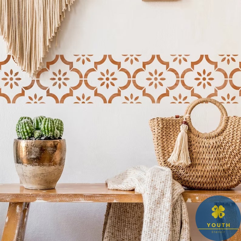 Hadrian Moroccan Stencil Moroccan Geometric Tile Border Etsy