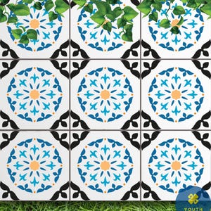 Karme Tile Stencil - Cement Tile Stencil for Tile Painting - DIY Home Decor for Tile Refresh - Moroccan Tile Stencil for Easy Home Decor