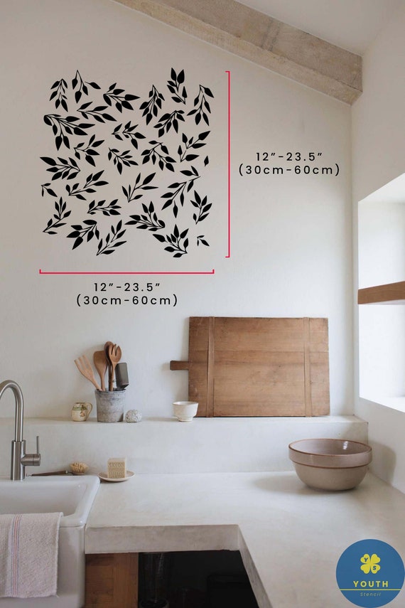 Bion Wall Art Stencil - Botanical Floral, Flower Style Decor-Floral Stencil for Walls instead of Floral Wallpaper-Large Flower Wall Stencil