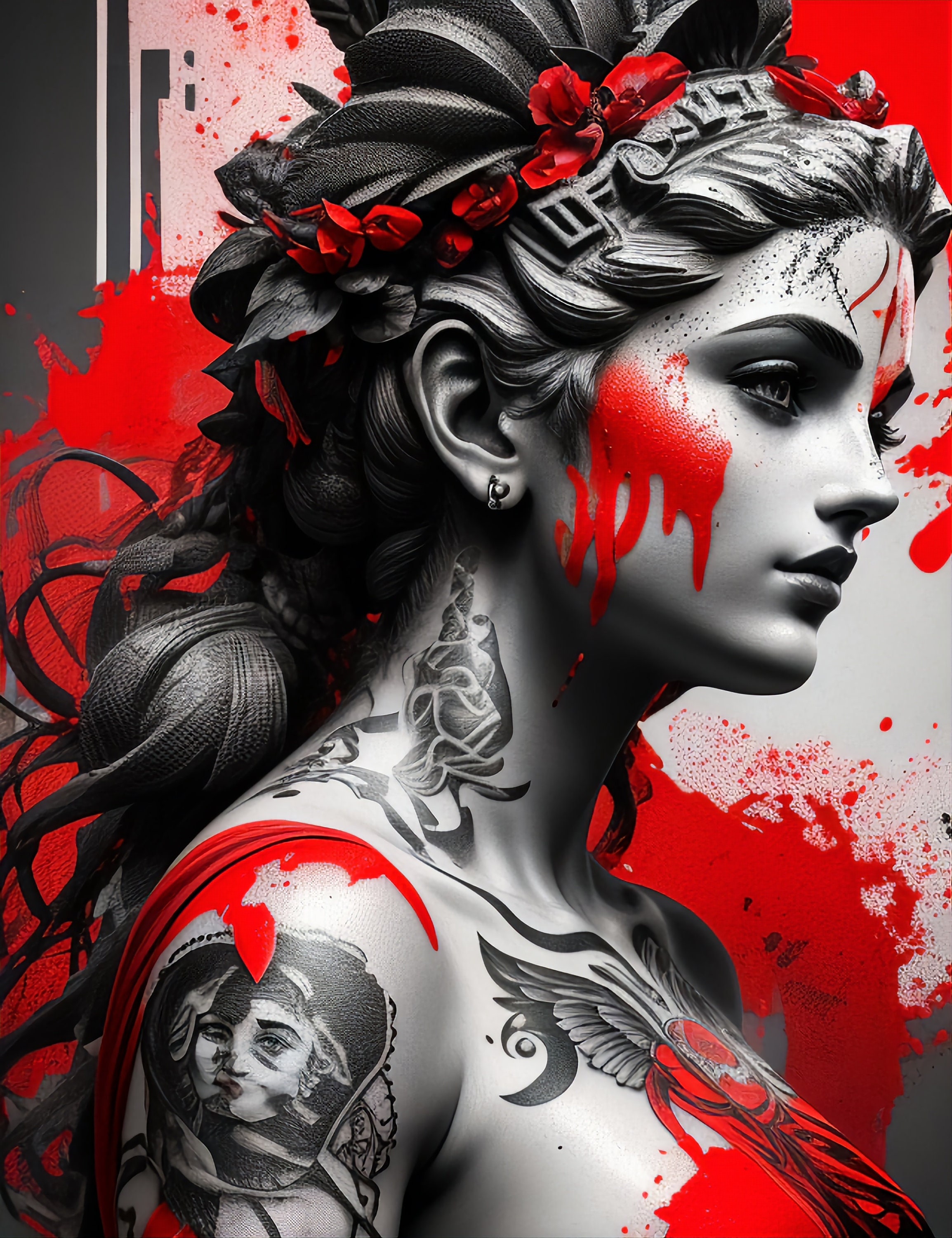 Picture of a Greek Woman in Trash Polka Style Etsy