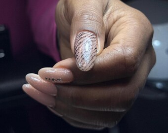 Elegant Nude Pearl Press On Nails | Luxury Almond Nails with Rhinestones | Bridal Nude Press Ons | Old Money Nails | Handmade Nail Set