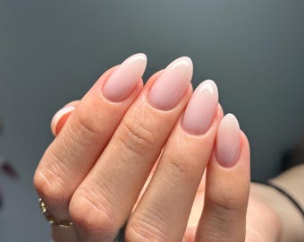 Soft Nude Almond Press On Nails | Natural Pink Milky Nails | Minimalist Elegant Nails | Clean Girl Aesthetic | Custom Nail Set