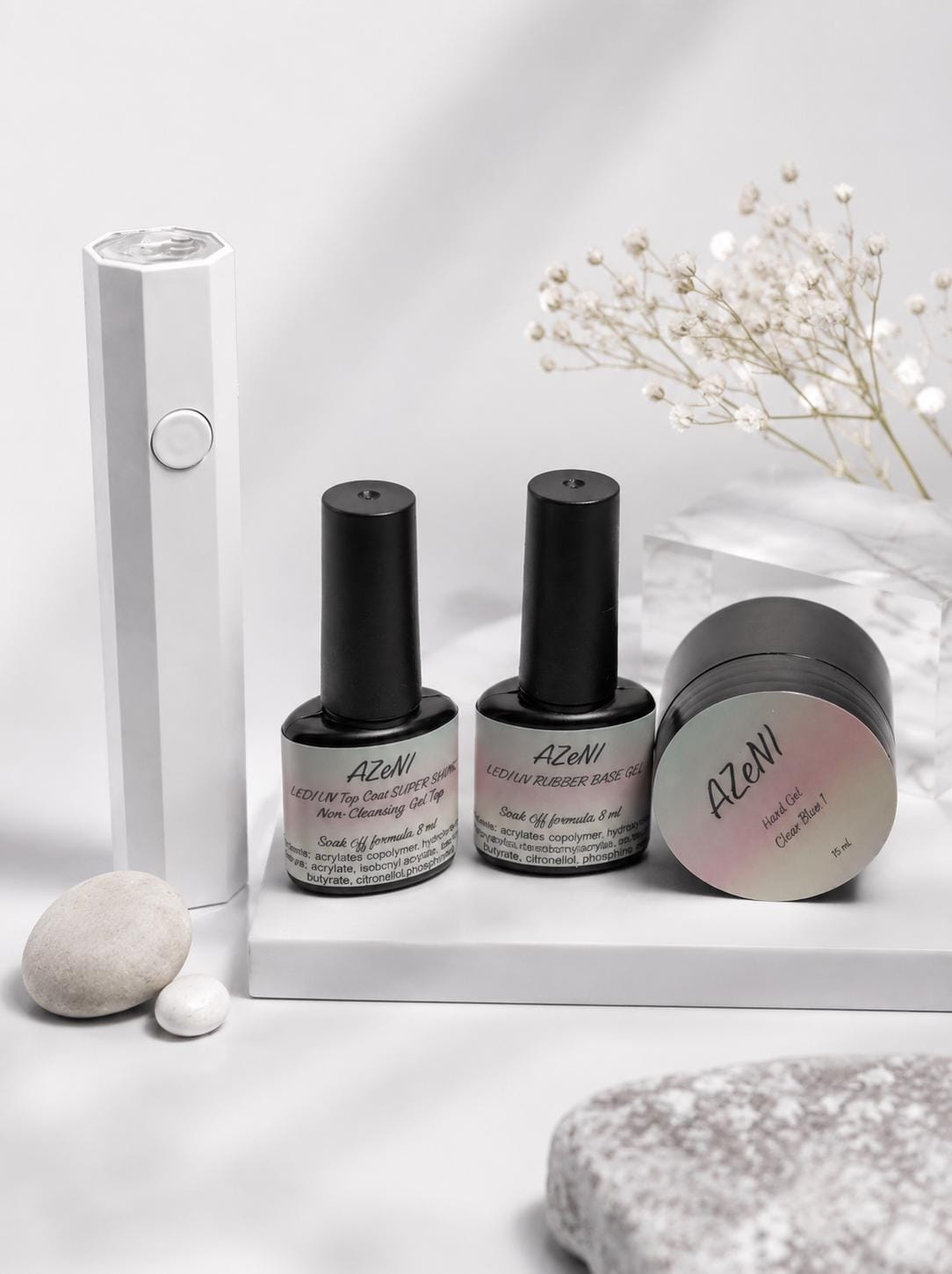 Gel Nail Starter Kit with LED Lamp, Base Coat, Top Coat & Builder Gel, DIY Manicure Set, At Home Nail Kit, Nail Gift for Women