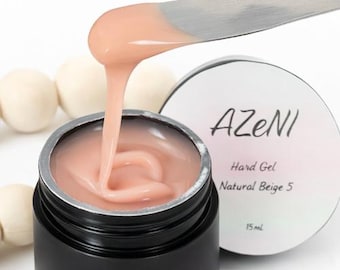 Natural Beige Hard Gel for Nail Extensions | AZeNI  Self-Leveling Professional Formula 15ml