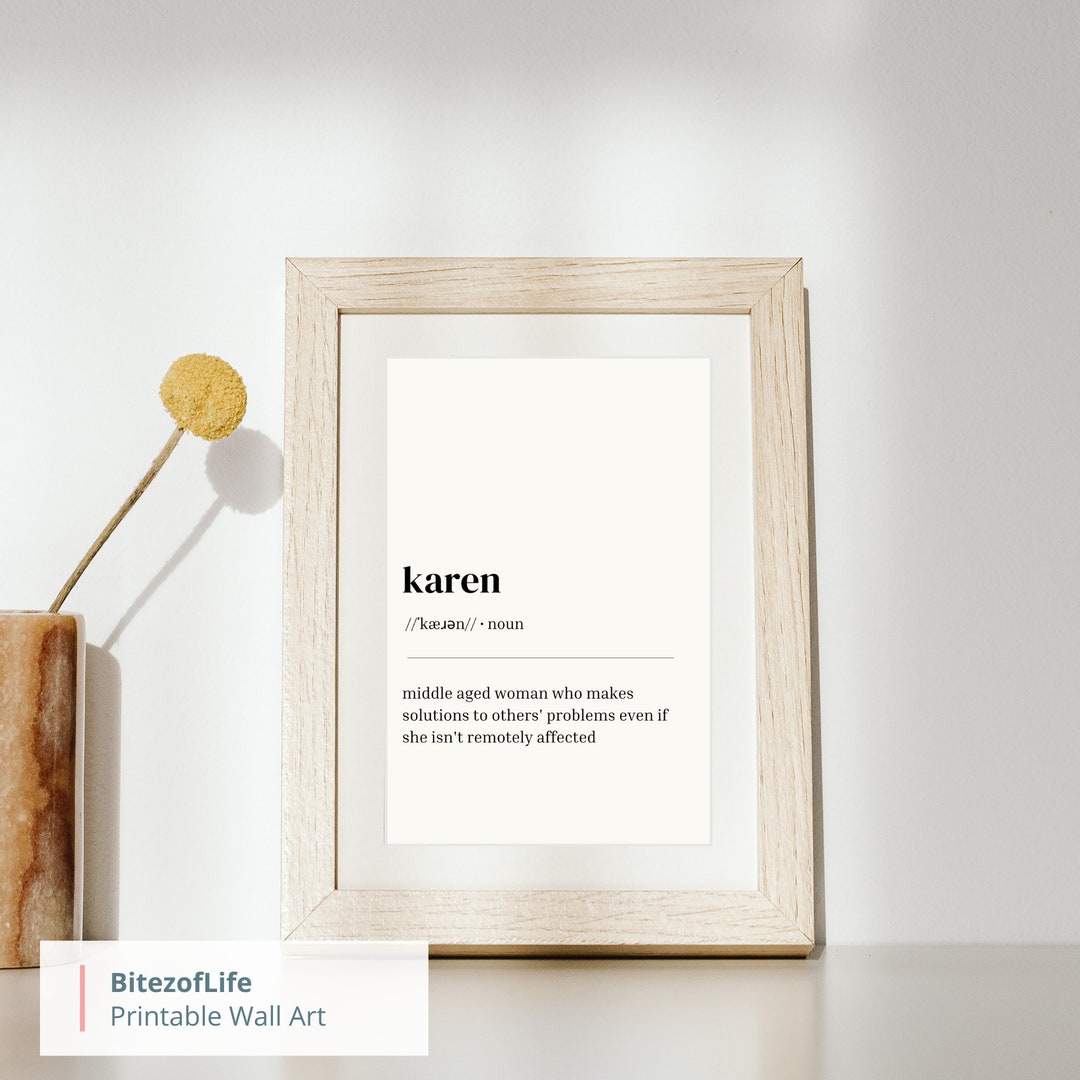 Karen Definition Printable Word Art Wall Art Minimalist Poster Instant