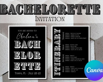 Bachelorette Party Itinerary, Modern Bachelorette Party, Bachelorette Party Invitation Template, Bachelorette Itinerary, Digital Download