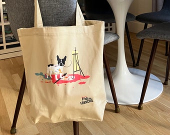 Frenchie Tote Bag - Frida Painting Dali