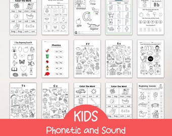 Phonetic Learning Worksheets, Kids Learning Bundle, Activity for Kids, Preschool Learning Bundle for Kids