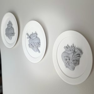 Three Hearts of the Holy Family | Sacred Heart of Jesus, Immaculate Heart of Mary, Most Chaste Heart of St. Joseph | Catholic Wall Art