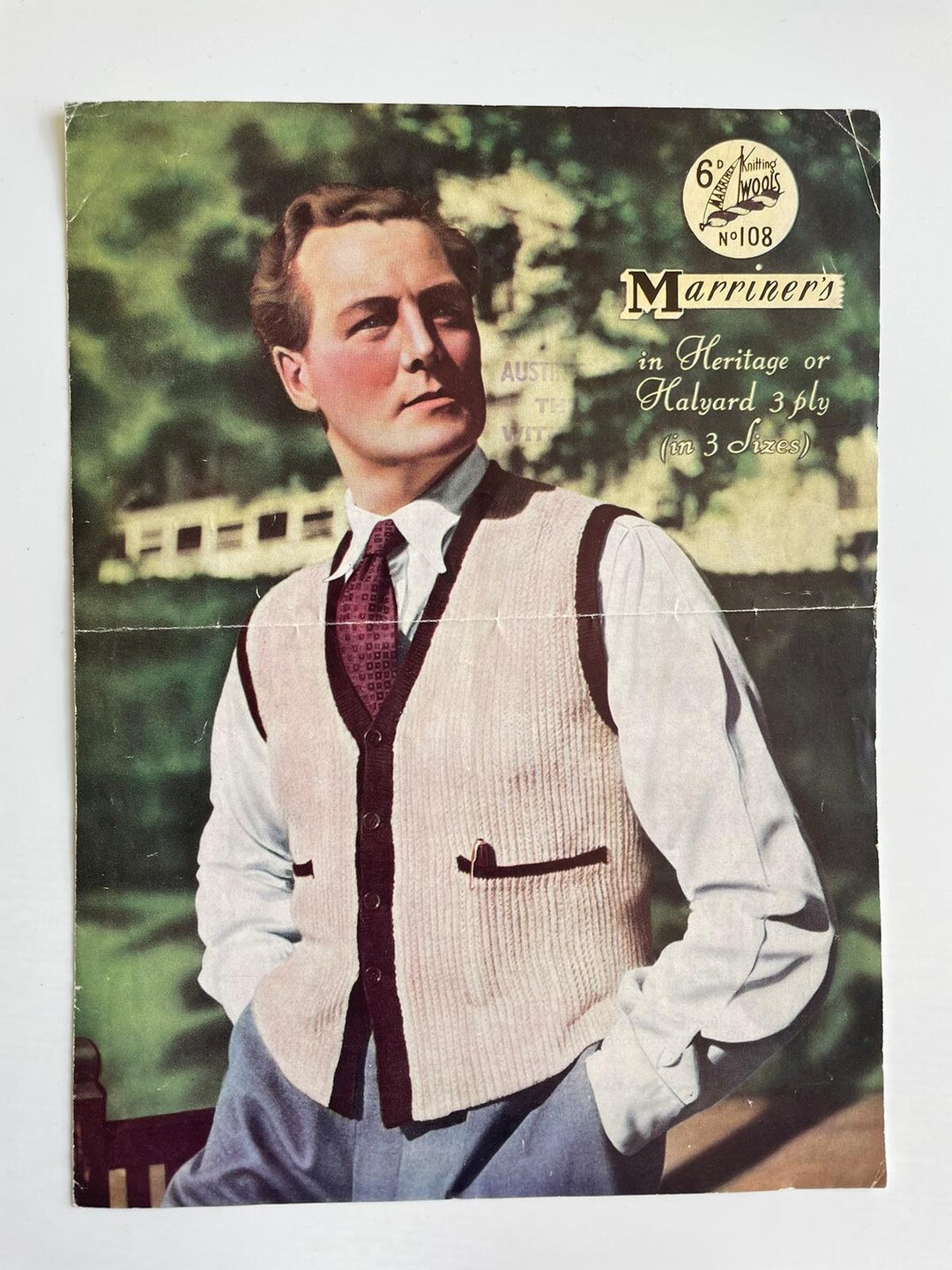 1950s Mens Waistcoat Knitting Pattern 3ply Weight 3842in Etsy