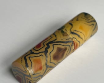 Celluloid plastic sewing etui, thread and thimble holder
