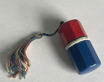 Vintage brass and enamel, octagonal Sewing Etui, thread and thimble holder
