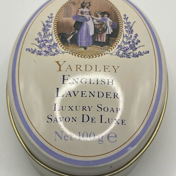 Yardley Lavender Soap tin with pins and needles