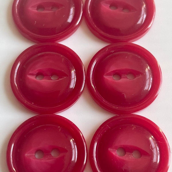 Retro Red Fisheye buttons, set of 6, 15mm