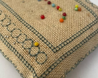 Pin cushion, perhaps hand embroidered, gifts for sewing