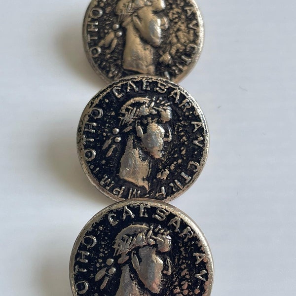 Roman coin style Buttons, set of 3, 20mm