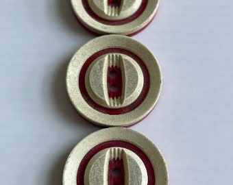 Botones retro color crema y rojo, juego de 3, 20 mm de ancho