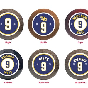 Custom Baseball Bat Knob Decal - Personalized and Made to Order with Player Name, Number, and Team Colors - T-Ball, Softball, Little League