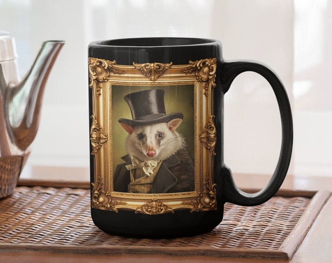 Victorian Possum Mug, Vintage Cottagecore Coffee Cup, Tea Cup Gift for Possum Lovers, Unique Historian Gift, For Possum Lover Gift