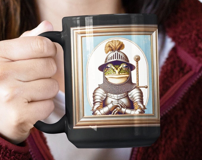 Knight Frog Portrait Coffee Mug, Cottagecore Gift
