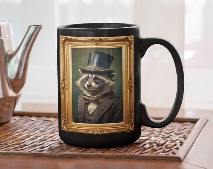 Victorian Raccoon Mug, Vintage Cottagecore Coffee Cup, Tea Cup Gift for Raccoon Lovers, Unique Historian Gift, For Racoon Lover Mug Gift