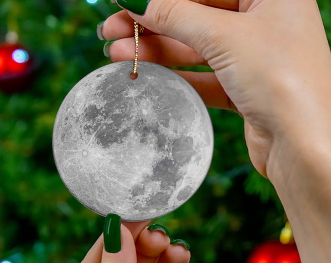 Moon Ornament, Full Moon Christmas Ornament, Moon Lover Gift, Moon Phases Gift, Science Teacher Gift, Astronomy Gift, Astrology Gift