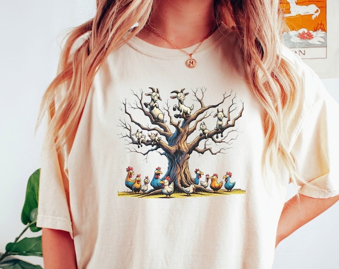 Chicken and Goat Shirt, Farm Animal Chicken T-Shirt, Chicken Lover Farmer Gift, Nature Lover TShirt, Goat Shirt For Women, Cottagecore Gift