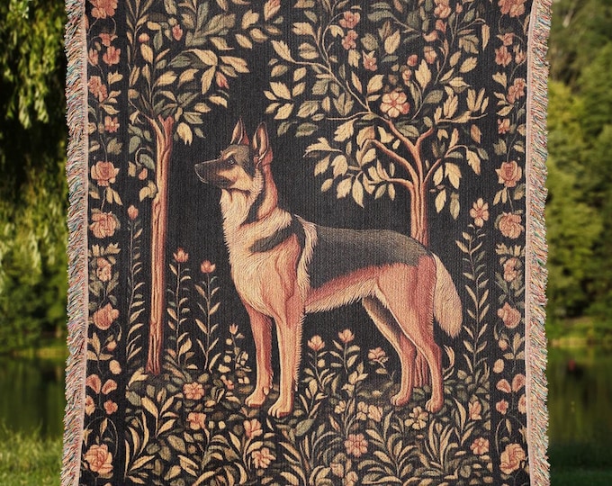 German Shepherd Woven Tapestry Blanket, Dog Lover Gift