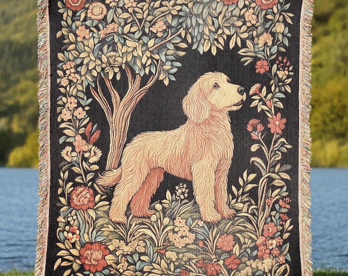 Goldendoodle Woven Tapestry Blanket, Dog Lover Throw