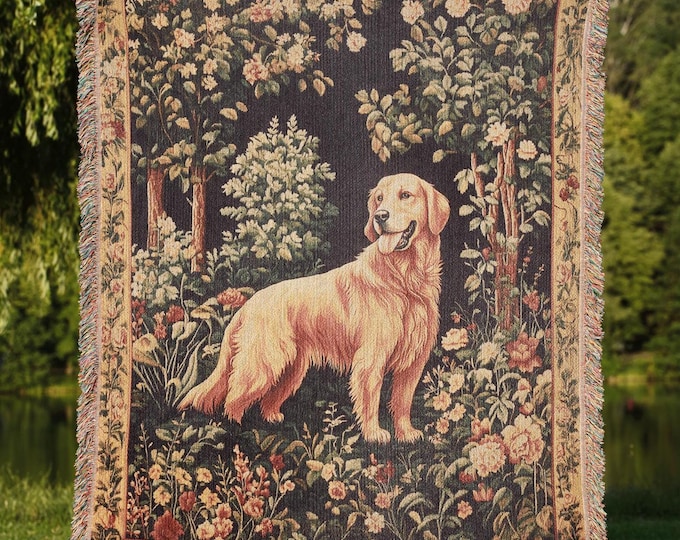Golden Retriever Woven Tapestry Blanket, Dog Lover Gift