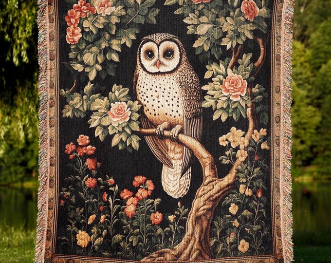Barn Owl Woven Blanket - Nature Home Decor and Gift for Bird Lovers
