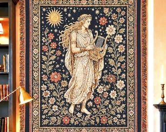 Apollo Woven Tapestry Blanket | Greek Mythology Throw | Classical Art Cotton Blanket | Dark Academia Decor