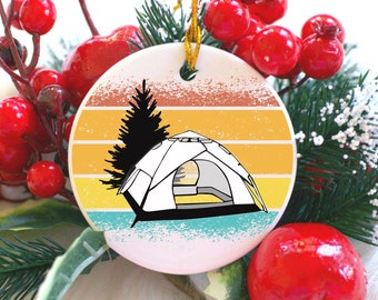 Camping Christbaumschmuck, Camping Ornament, Christbaumschmuck Camper, Geschenk für Camper, Im Freien Ornament, Camping Weihnachtsbaum Ornament