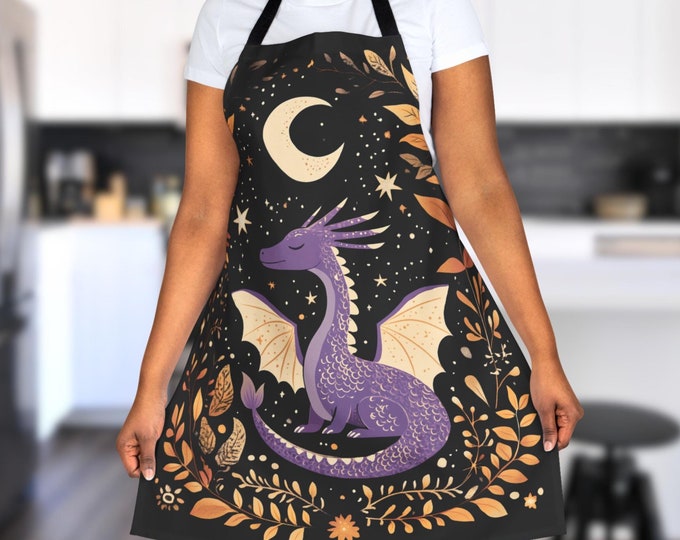 Floral Dragon Apron, Fantasy Artist Cooking Crafting Apron
