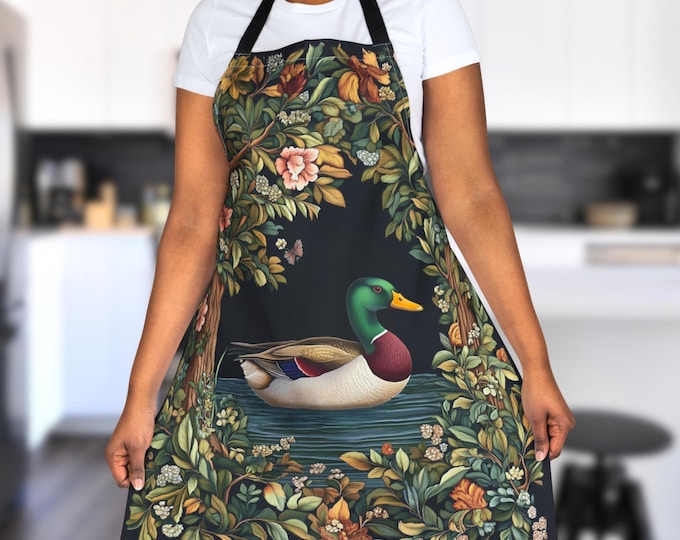 Mallard Duck Apron – Floral Cottagecore Kitchen Apron