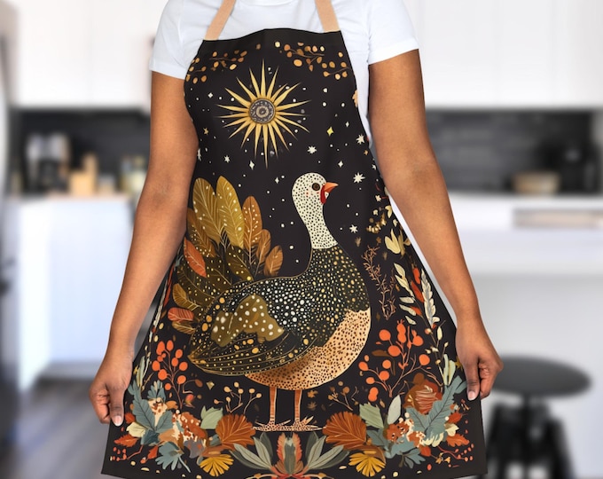 Thanksgiving Turkey Apron, Cottagecore Cooking Artist Crafting Apron
