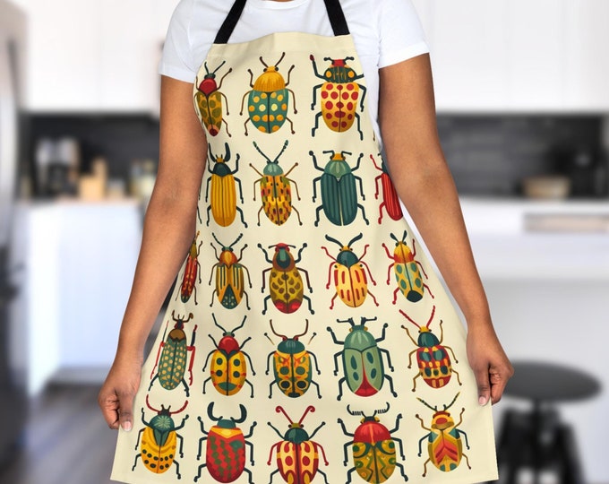 Retro Beetle Print Apron, Cute Kitchen Cooking Artist Apron