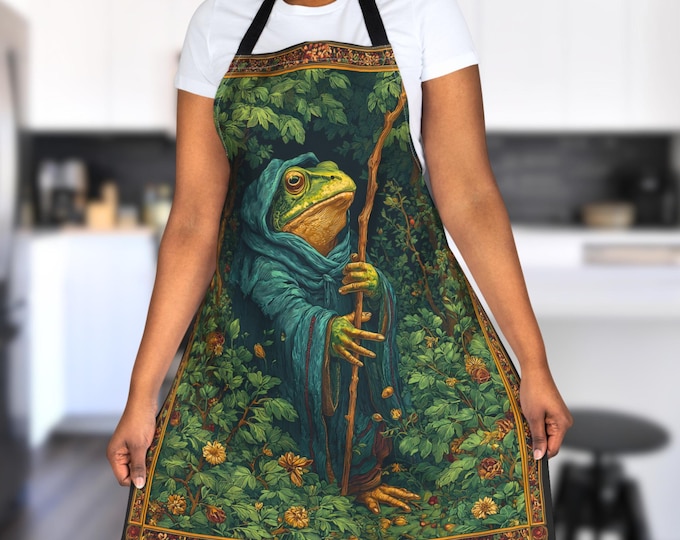 Wizard Frog Apron, Fantasy Cooking, Artist Smock