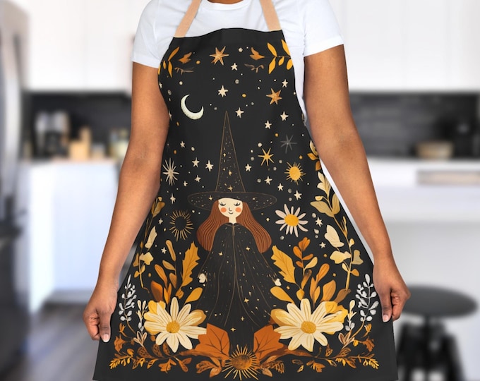 Kitchen Witch Apron, Floral Cottagecore Artist Apron