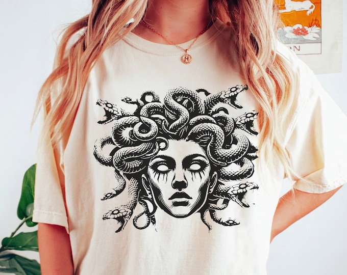 Medusa Comfort Colors Shirt, Greek Mythology Snake T-Shirt