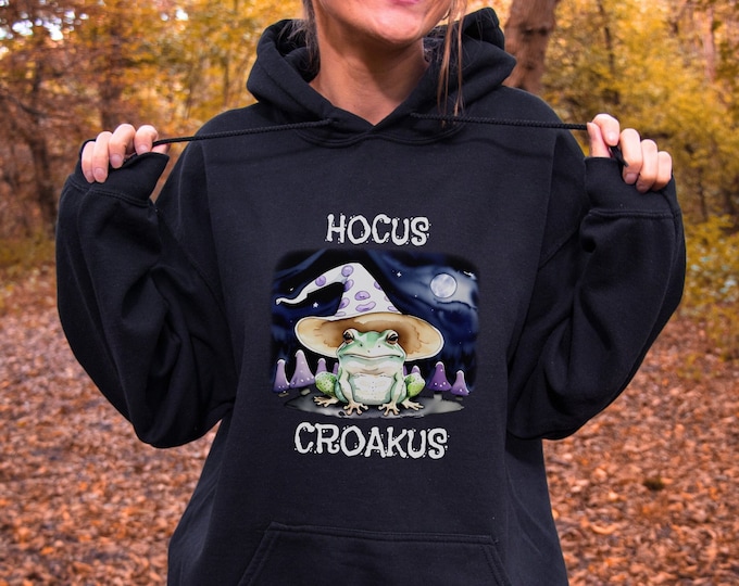 Cottagecore Hocus Croakus Halloween Frog Hoodie