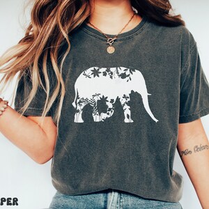 Floral Elephant Shirt, Elephant TShirt, Floral Elephant Tee, Flower Elephant Shirt, Animal Lover Tee, Elephant Shirt, Elephant Lover Gift