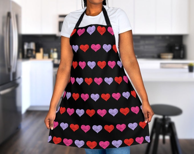 Heart Print Apron, Valentine's Day Gift, Artist Painter Apron