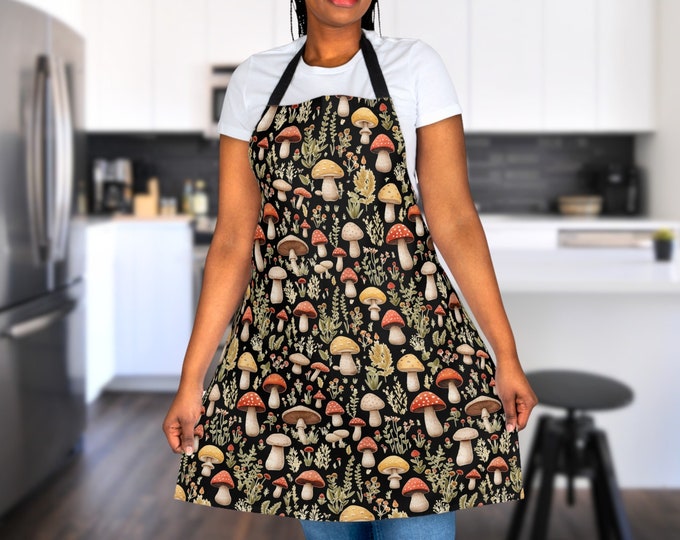 Cottagecore Mushroom Botanical Apron, Kitchen Gift