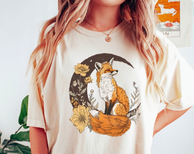 Boho Fox T-Shirt, Comfort Colors Celestial Design